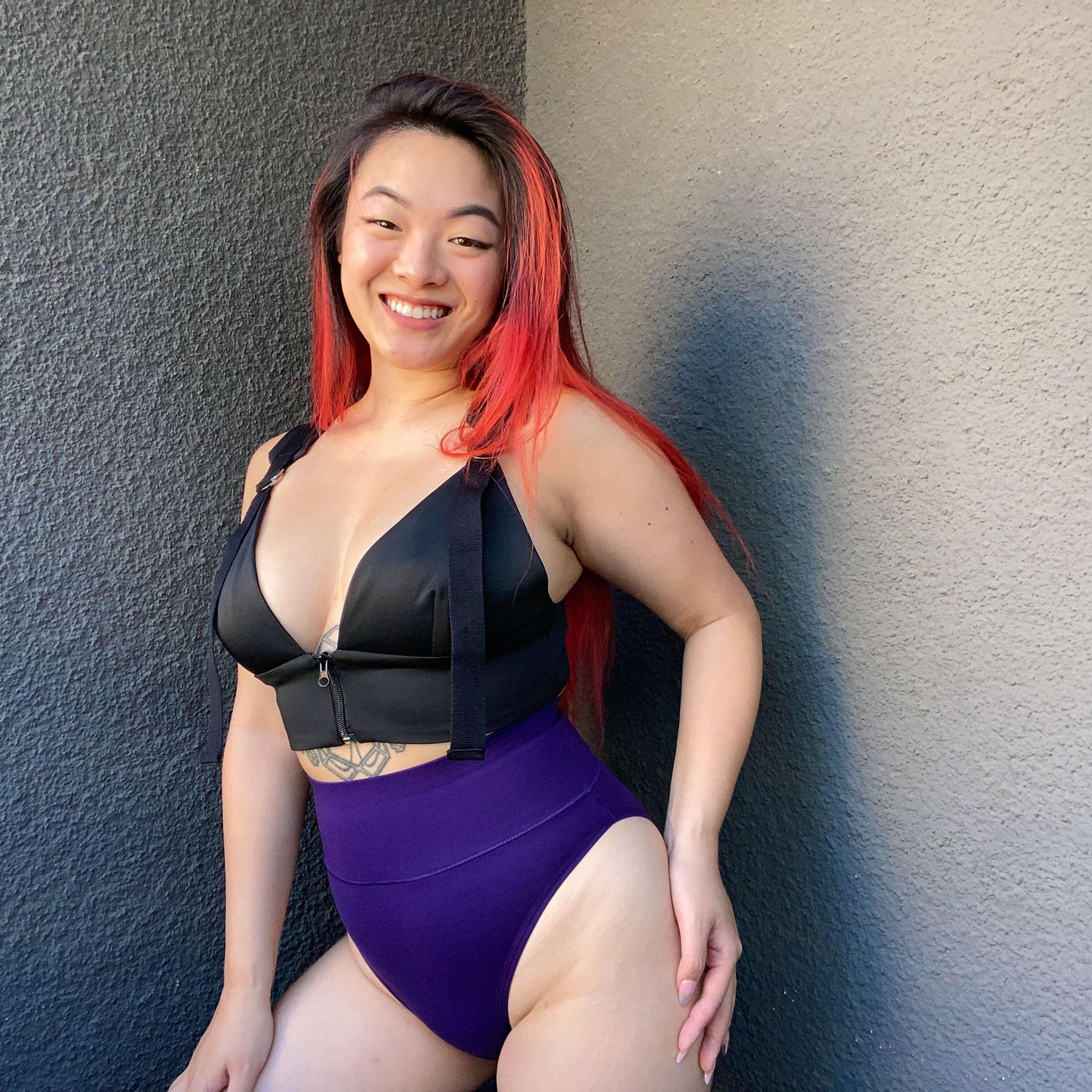 Braguitas de algodón orgánico de pierna alta - Suffragette Purple