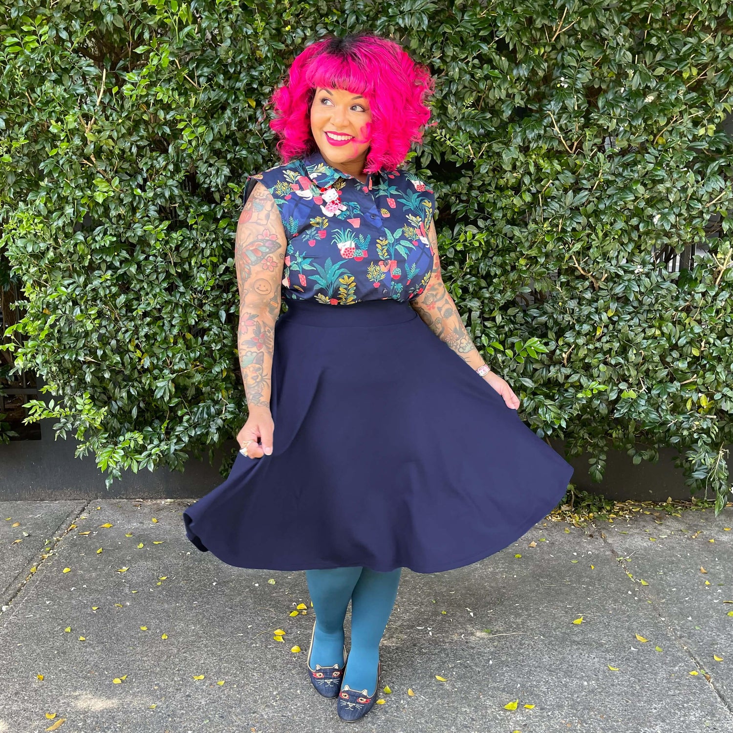 Falda acampanada - Azul marino