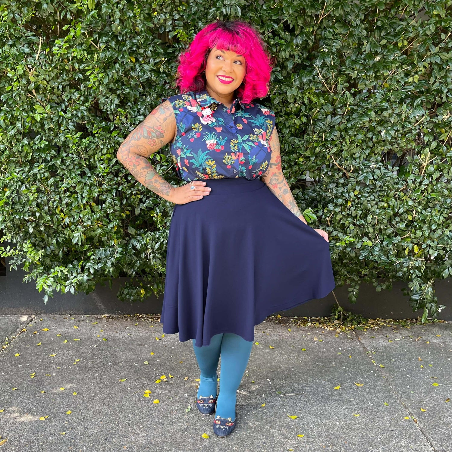 Falda acampanada - Azul marino