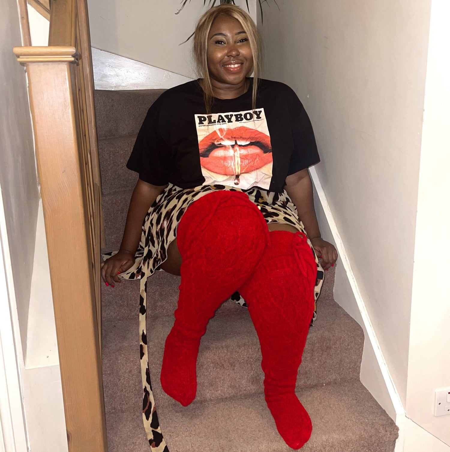 Calcetines hasta el muslo - Langosta