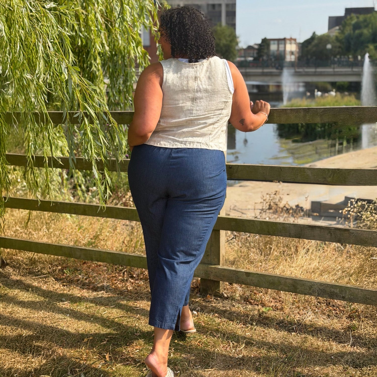 Relaxed Chambray Trousers - Denim
