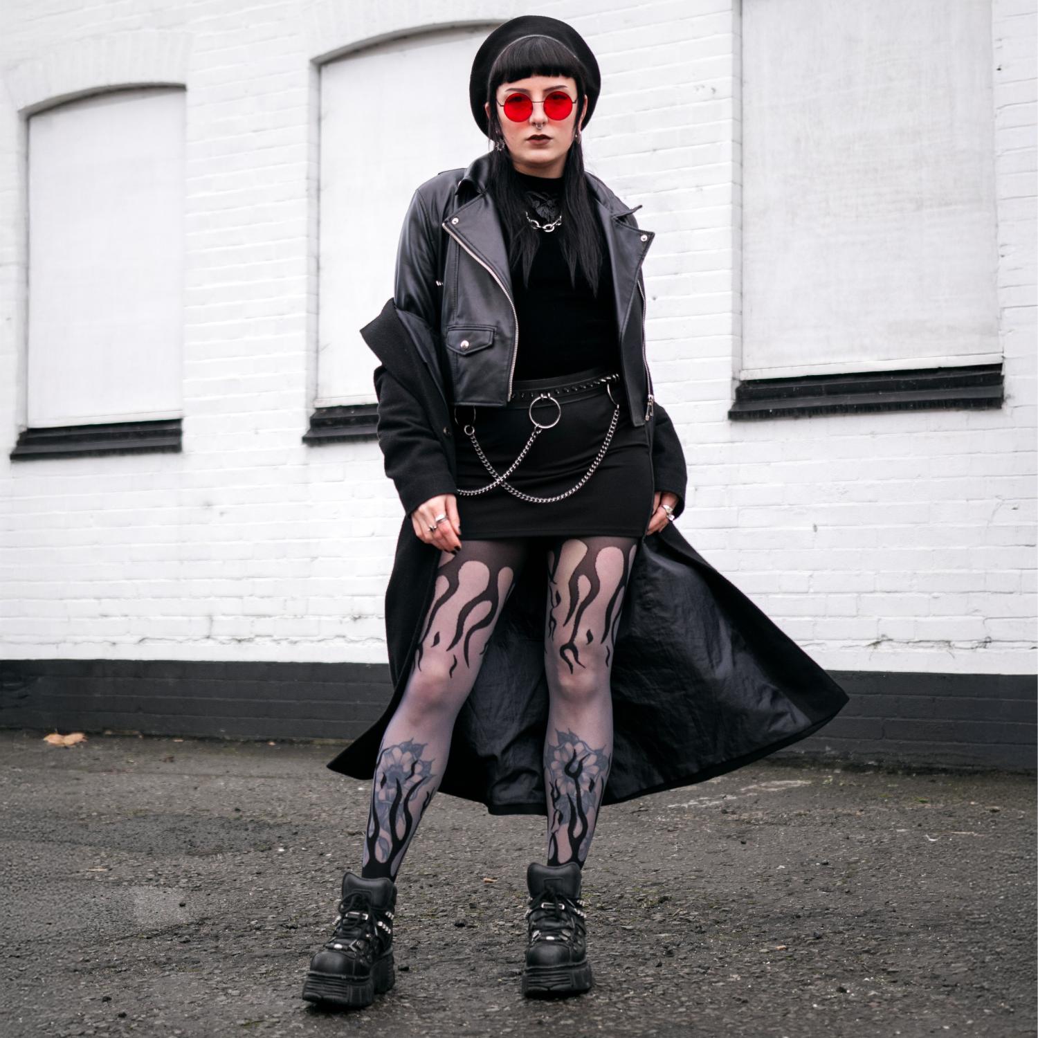 Flames Sheer Tights
