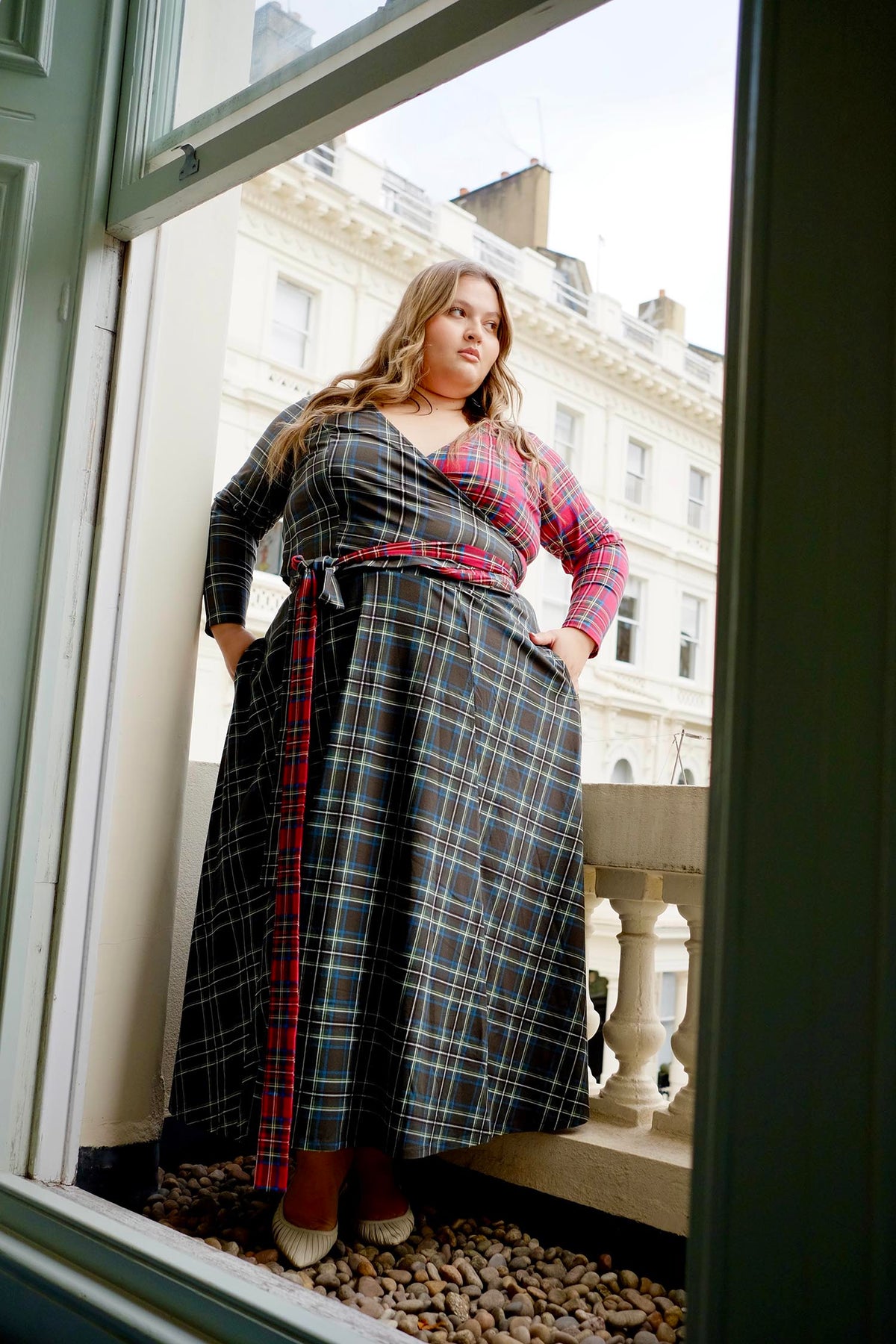 Jura Duo Plaid Wrap Top - Red / Green