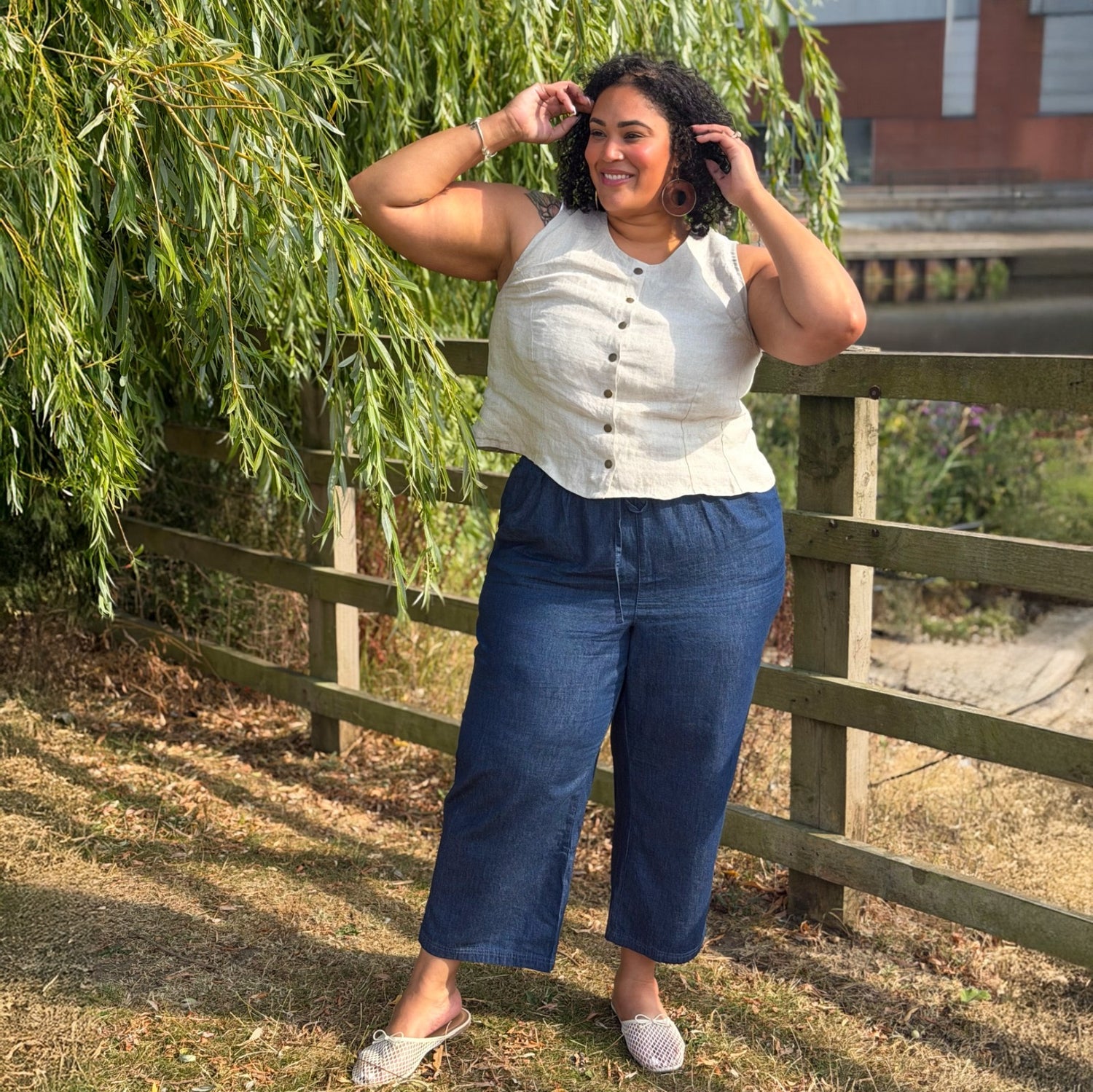 Relaxed Chambray Trousers - Denim