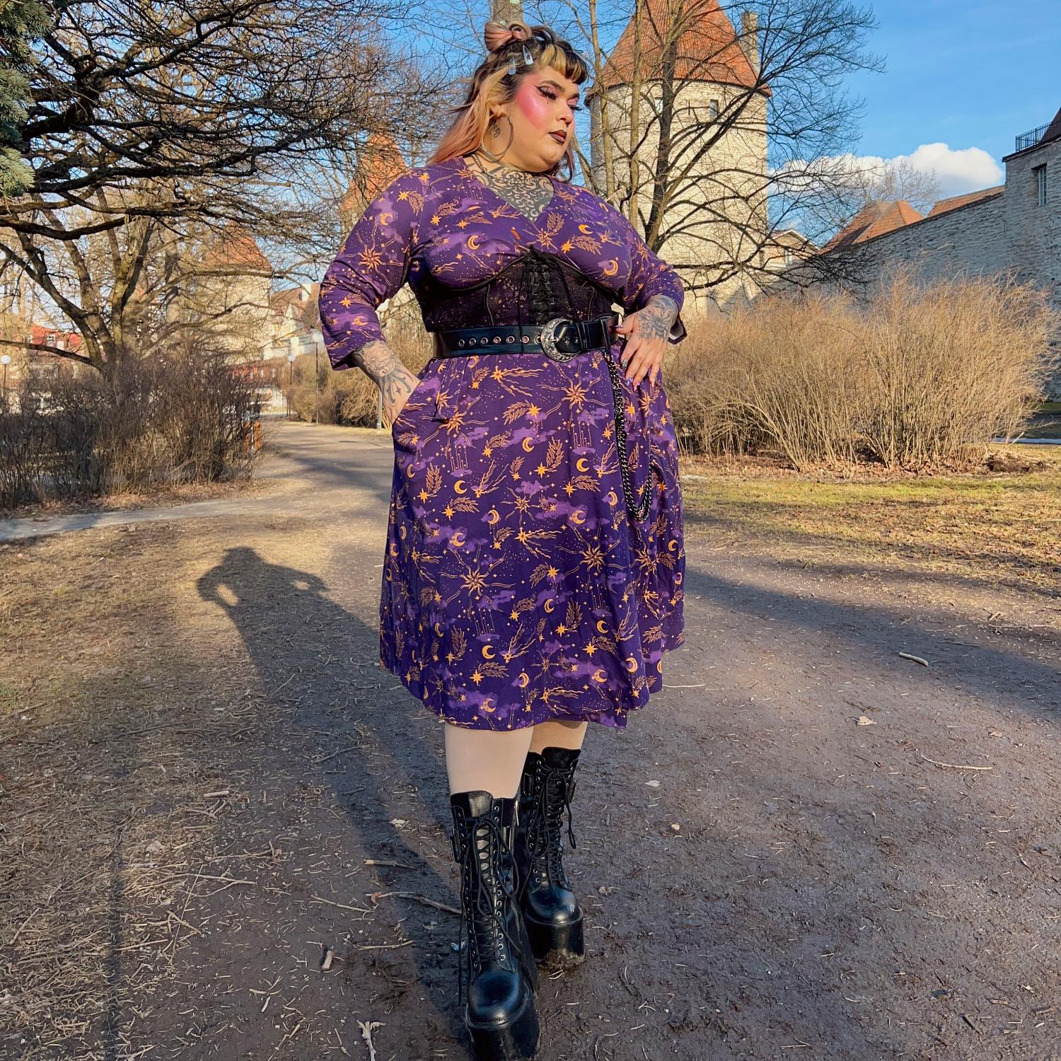 Celestial Wrap Dress  - Purple / Gold