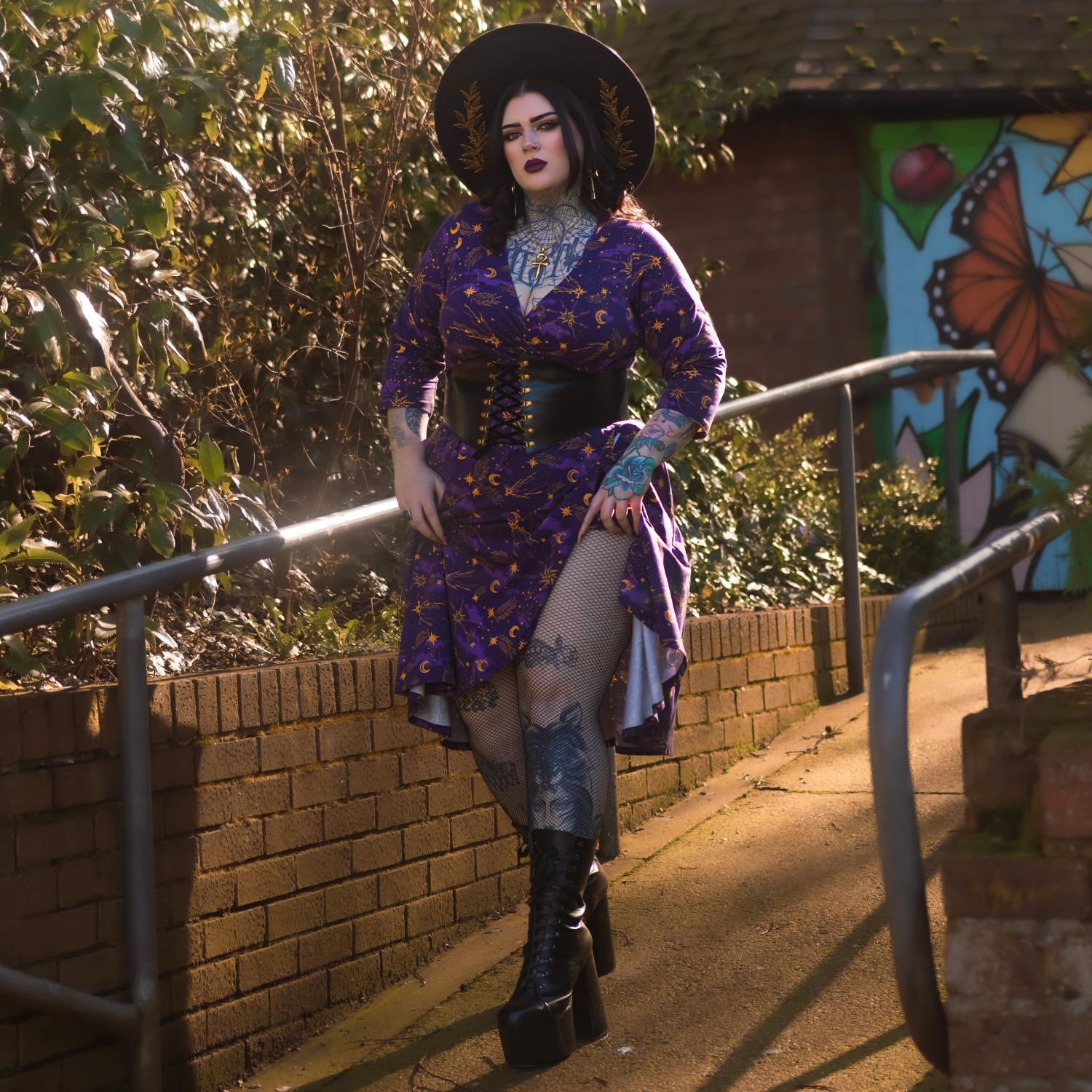 Celestial Wrap Dress  - Purple / Gold