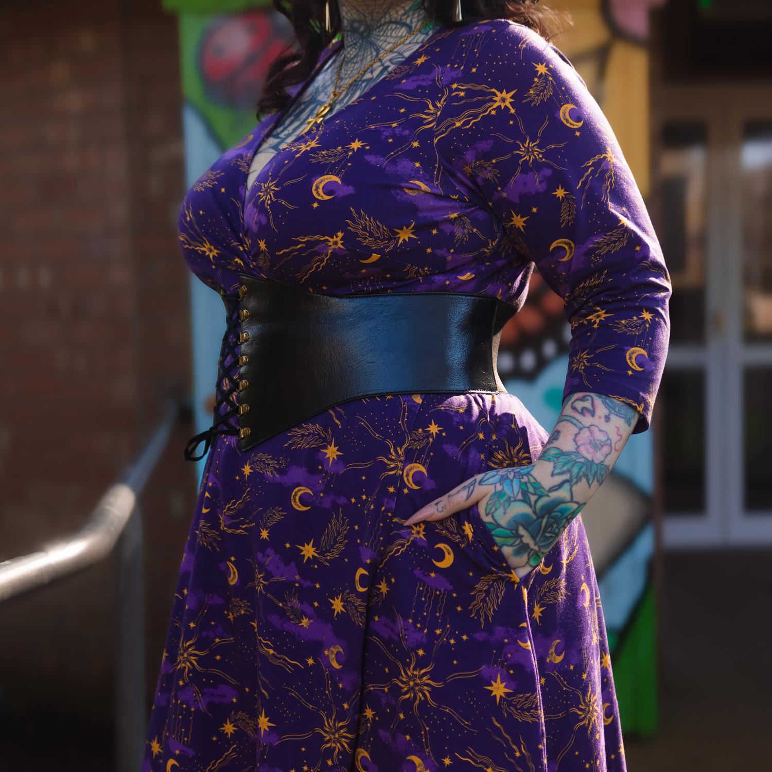 Celestial Wrap Dress  - Purple / Gold