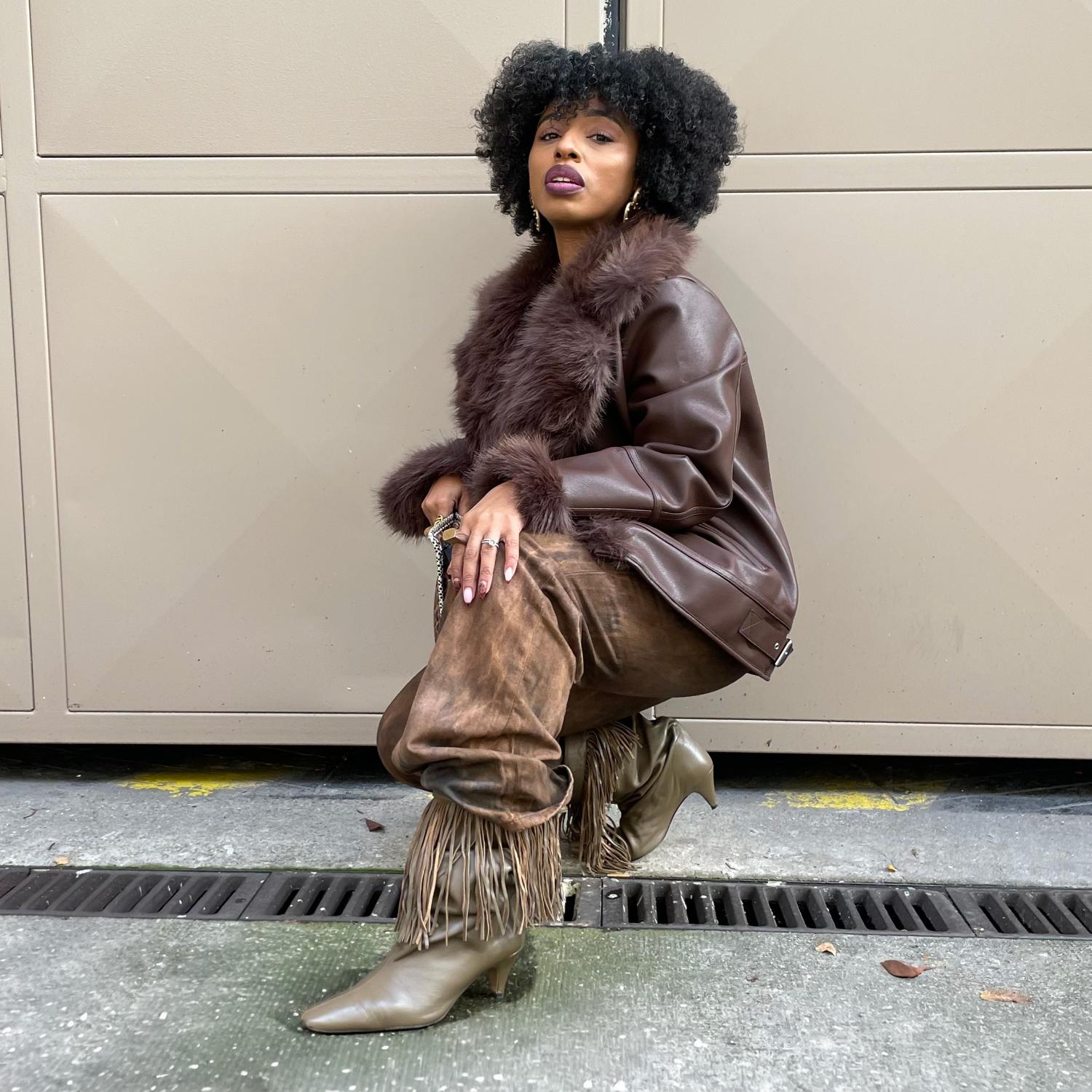 Amelia Aviator Jacket - Brown