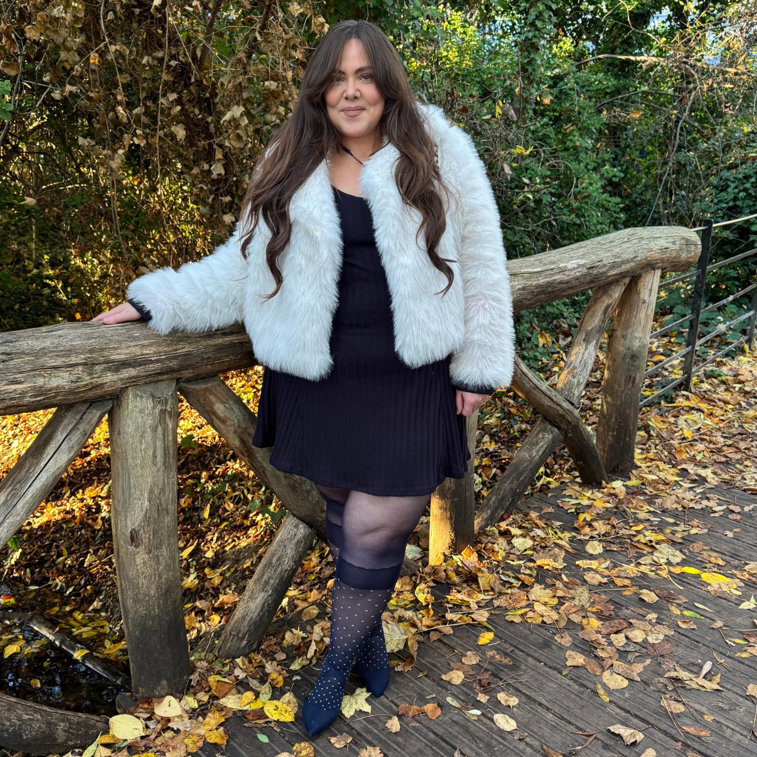 Seoul Chic Faux Sock Tights - Navy