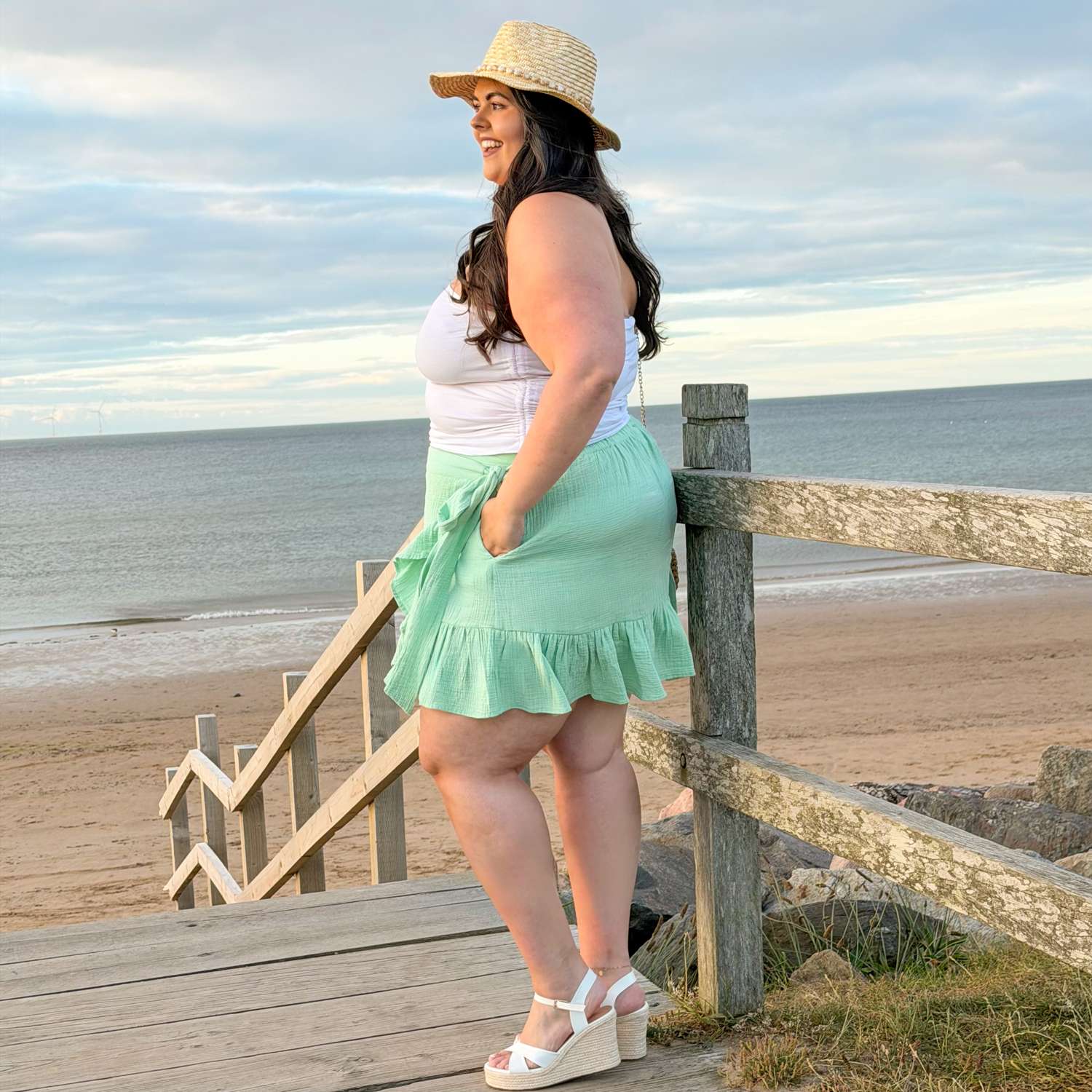 Mary Cotton Gauze Wrap Skirt - Pistachio