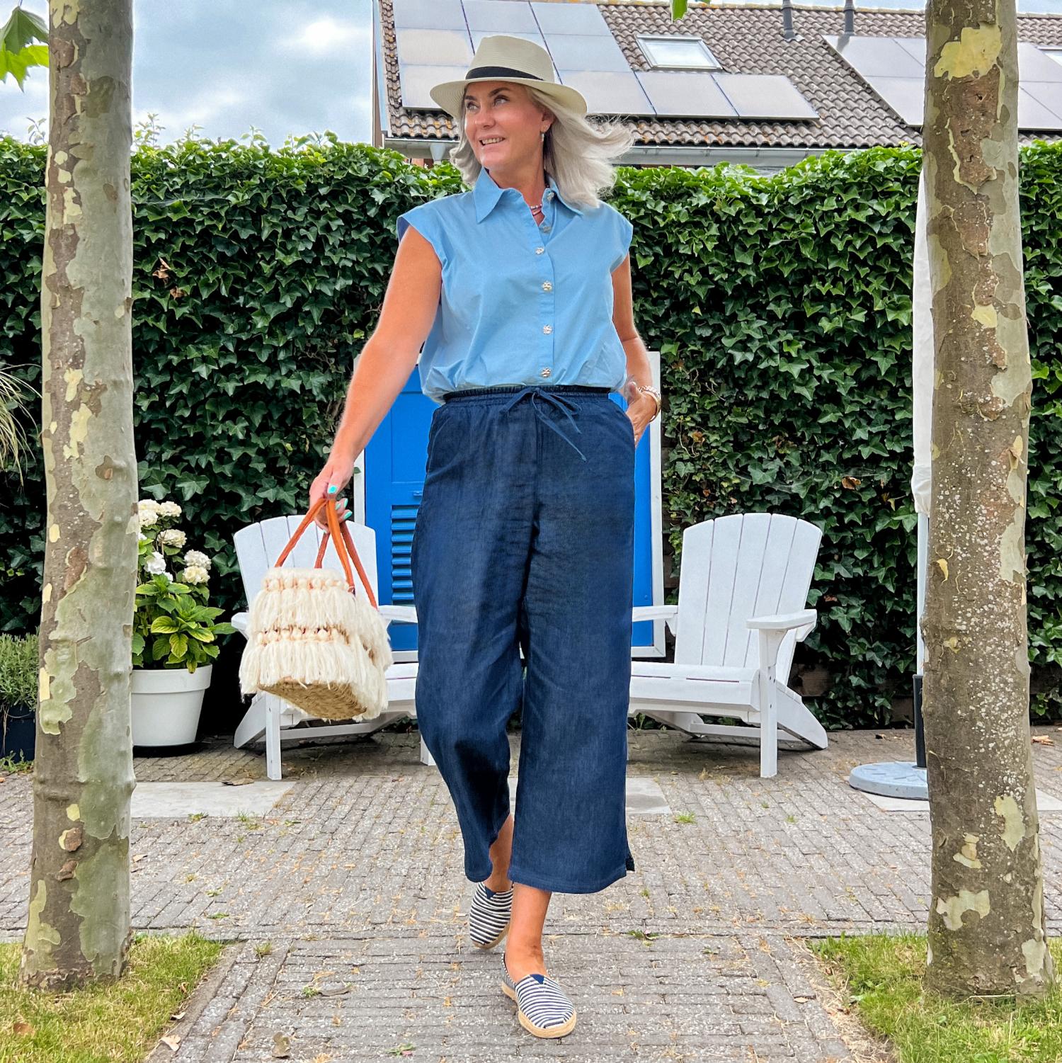 Relaxed Chambray Trousers - Denim