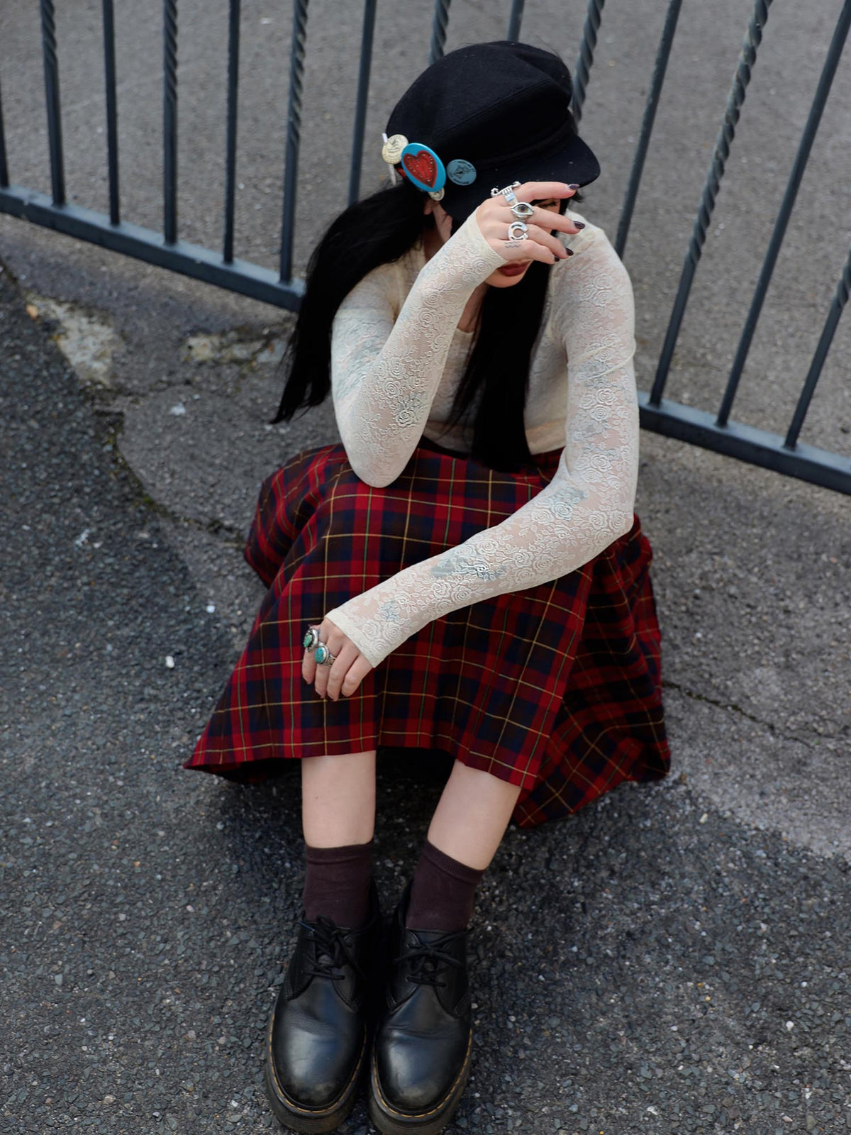 Rum Rose Lace Mesh Top - Cream