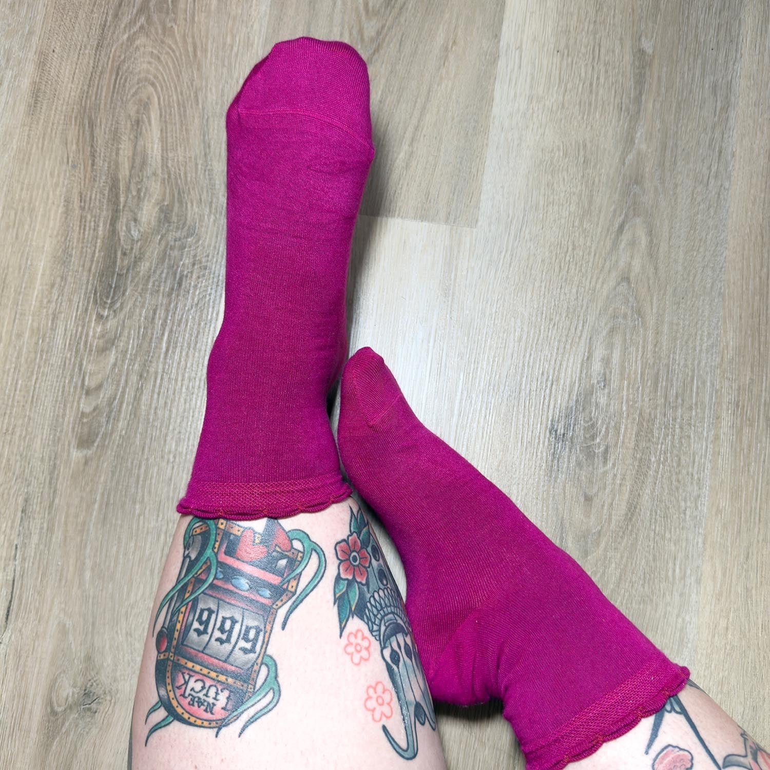 Chaussettes en bambou - 3 paires, motif hibiscus