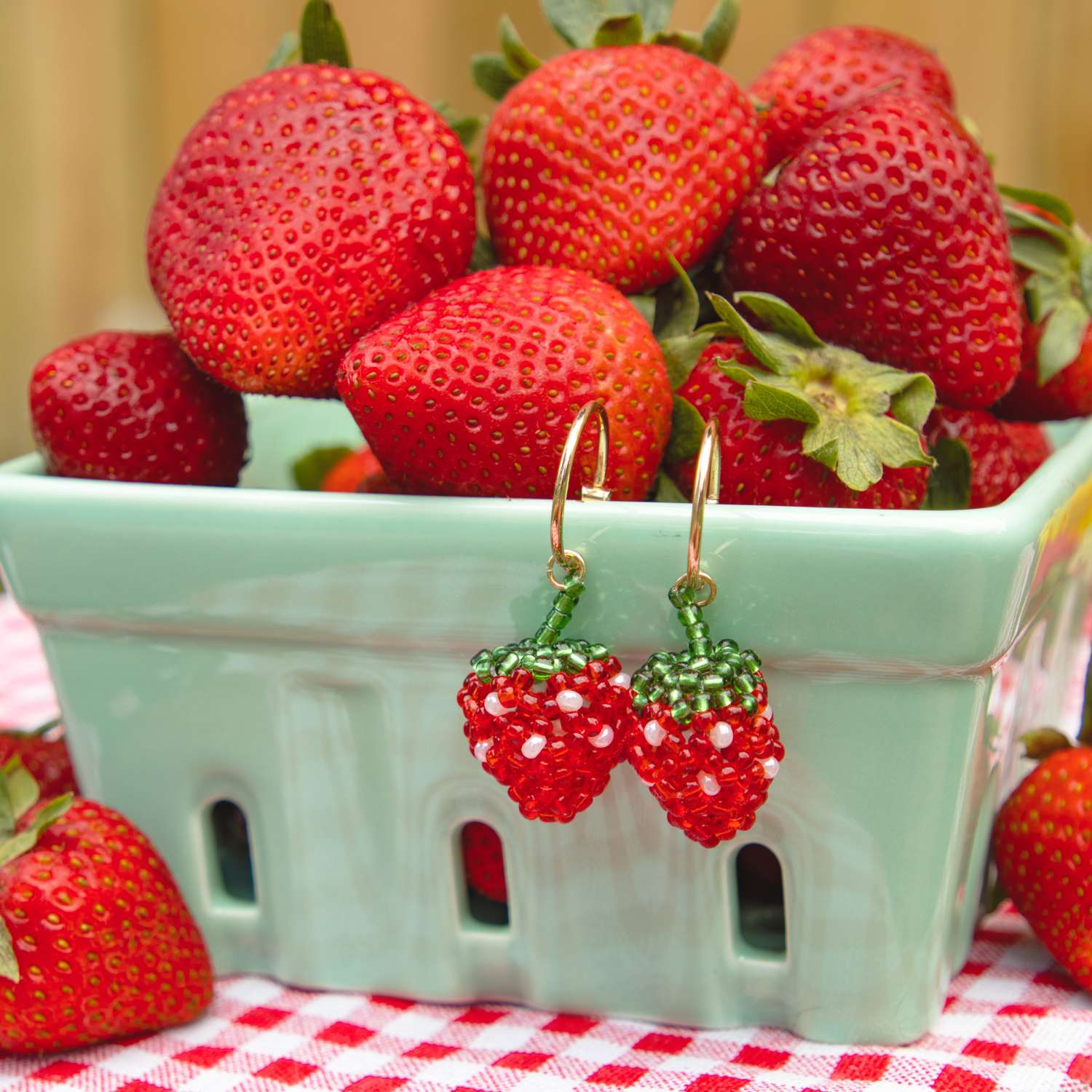 Strawberry Beaded Earrings