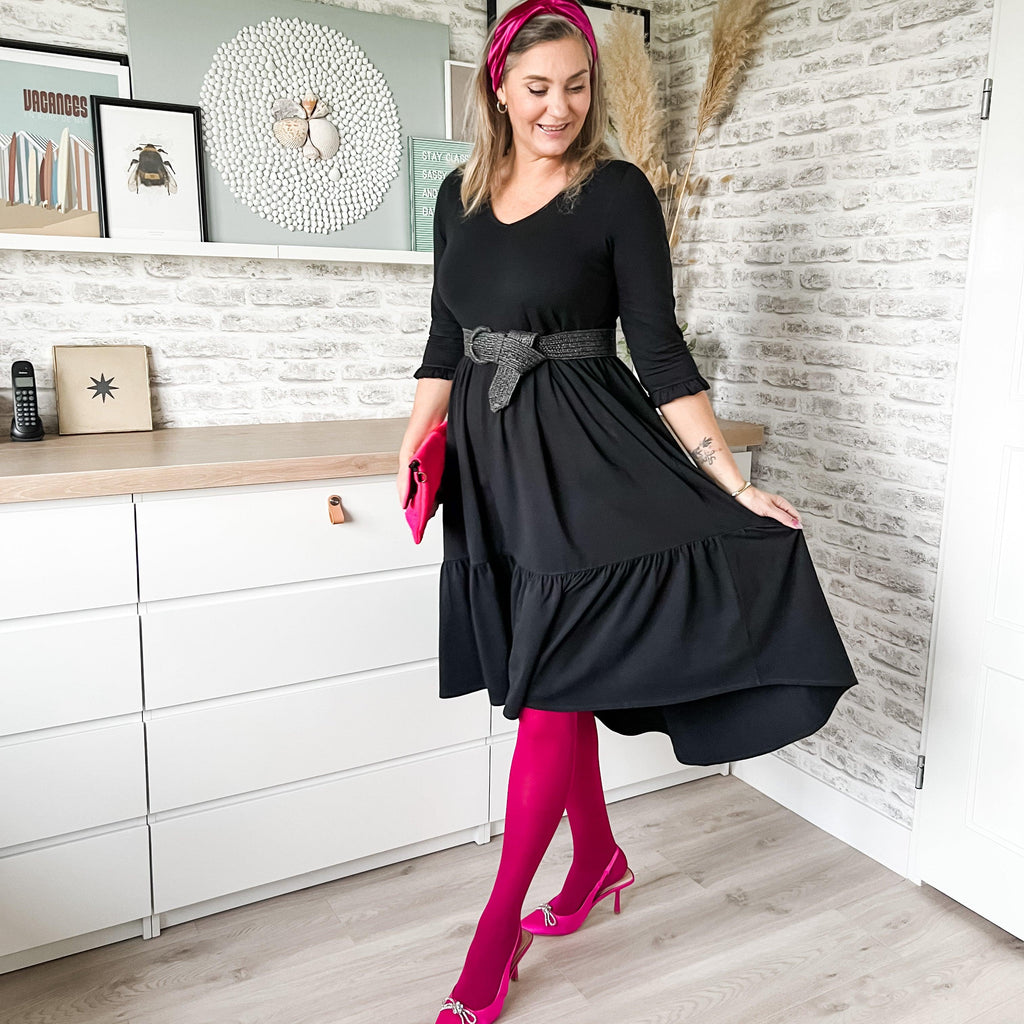 Tiered Midi Dress - Black - Snag