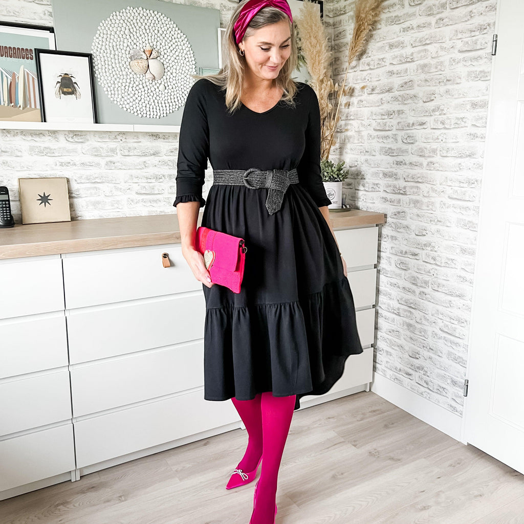 Tiered Midi Dress - Black - Snag