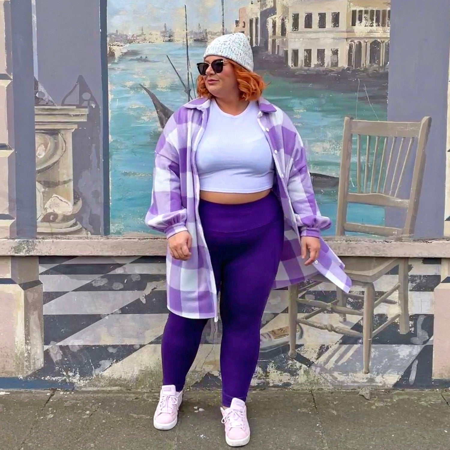 Długie legginsy Squat Proof - Suffragette Purple