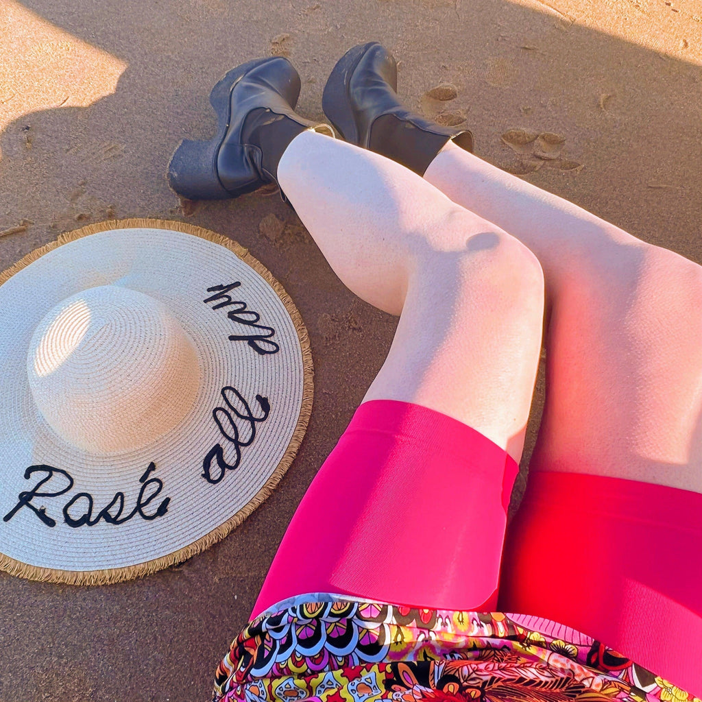 Woman wearing pomegranate chub rub shorts