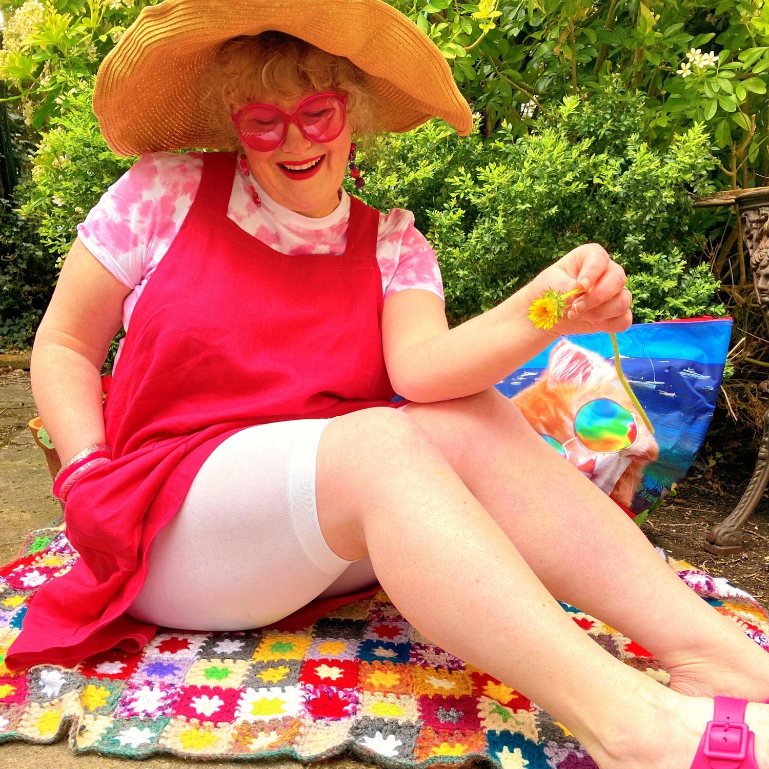 Woman wearing white chub rub shorts