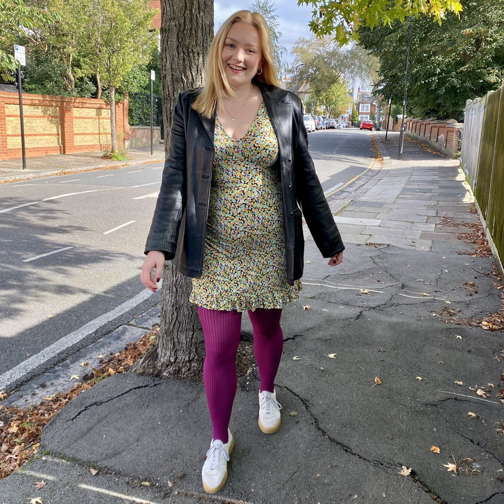 LE Tights - Ribbed Tights - Figgy Pudding
